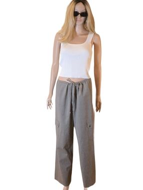 St. John Taupe/Gray High-end Utility-Inspired Cargo Pants, SZ SM